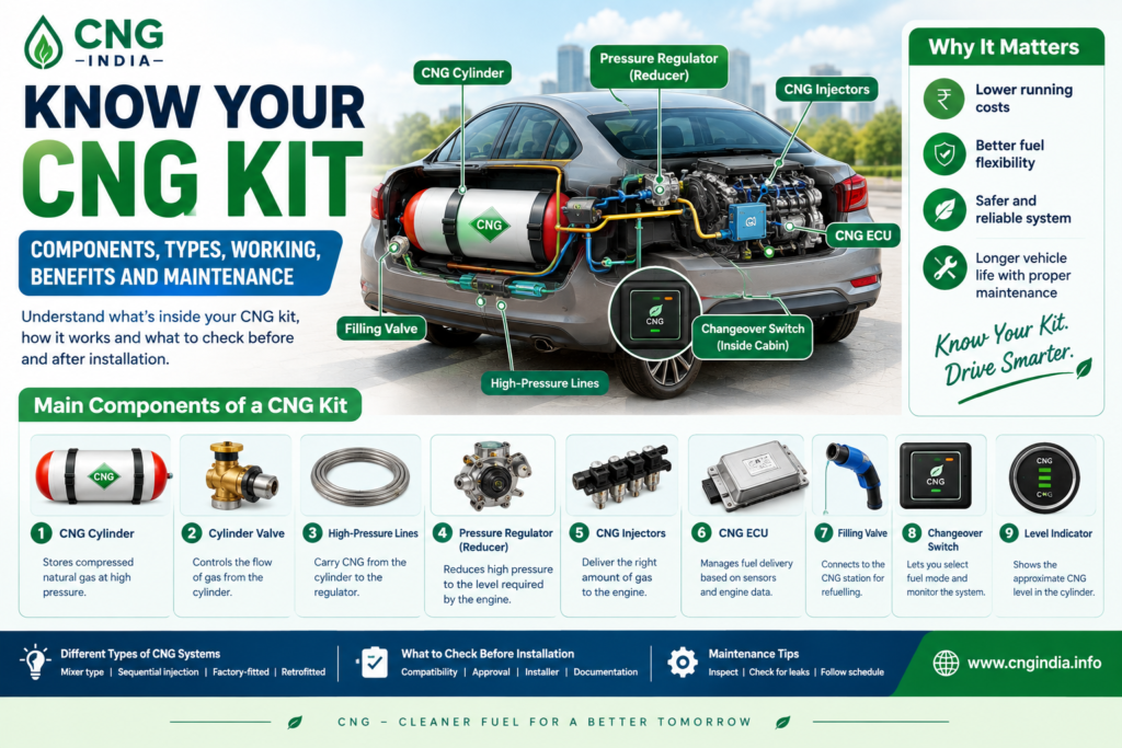 Know Your CNG Kit: Components, Working, Types, Benefits and Maintenance
